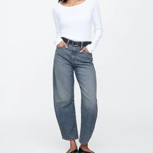 Gap Barrel Jeans Women's Sz 10 Short High Rise Denim Blue Med Wash NWT